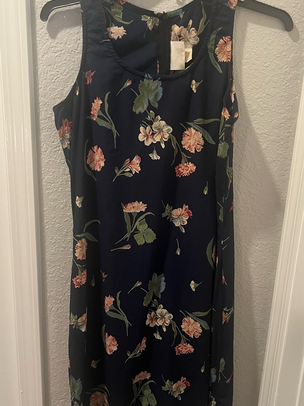 Floral Navy Sleeveless Dress - Elegant Summer Sheath